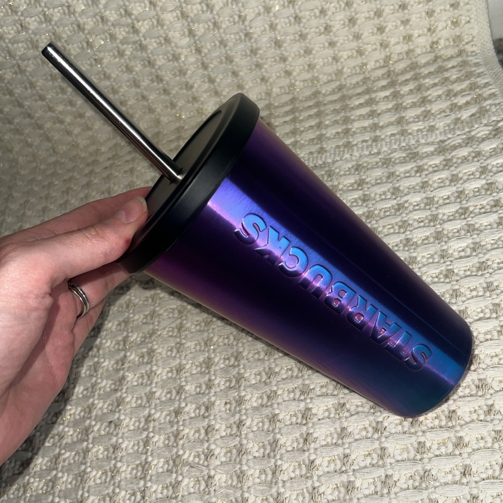 Starbucks Iridescent Blue Purple Stainless Steel Cold Tumbler 16oz RARE HTF - Picture 6 of 9